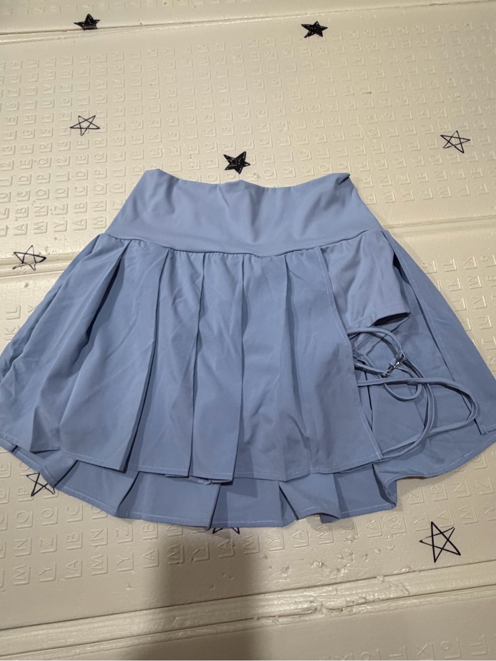 HALARA Light Blue Pleated Skater Skirt with Side Tie